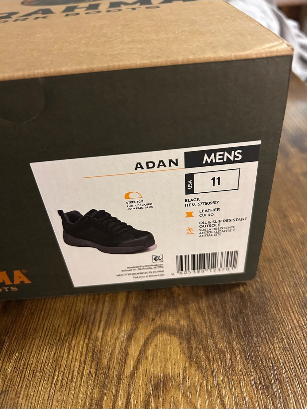Ada Mens Steel Toe Black Athletic Work Shoe Size 11